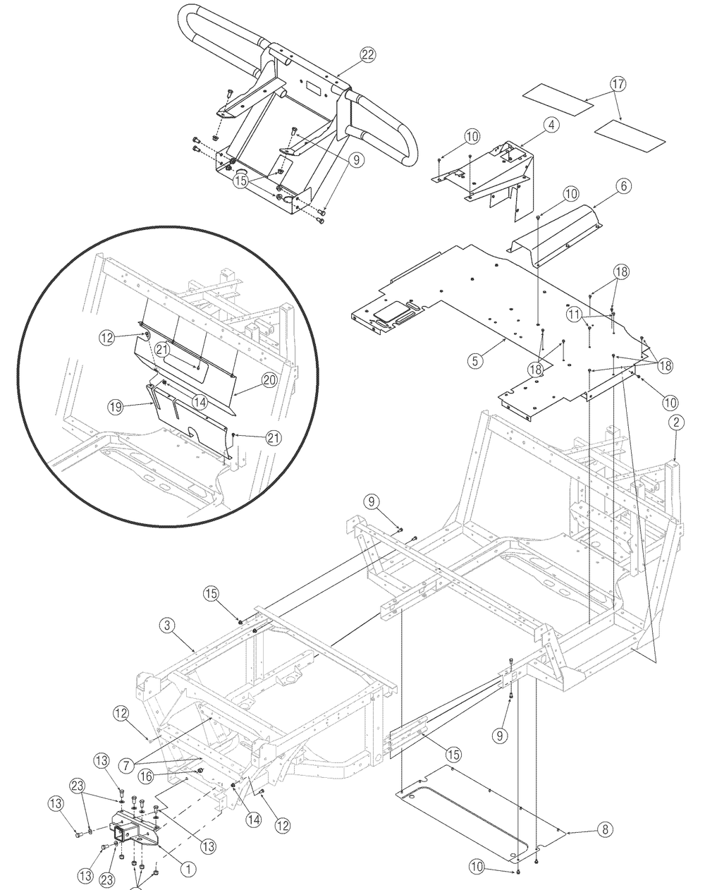 Frame And Bumper Diagram and Parts List for 467 4X4-1B017G-Before-37ACD710 Cub Cadet Lawn Tractor Accessories